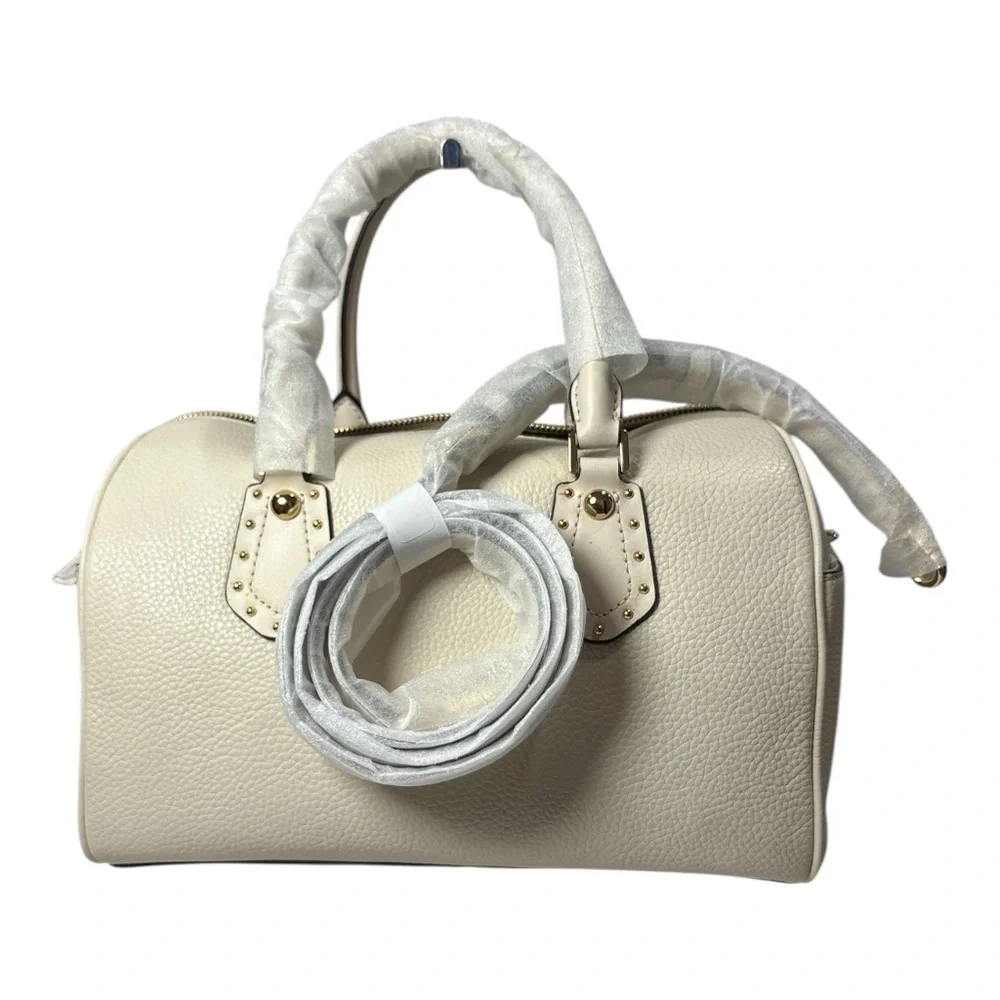 NWT Michael Kors Aria Medium Satchel Ecru Cream Pebbled Leather Purse Handbag - Picture 3 of 10